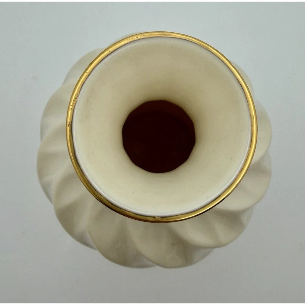 Vintage Lenox Richmond Ivory Bud Vase China Swirl 24K Gold Trim 5.5